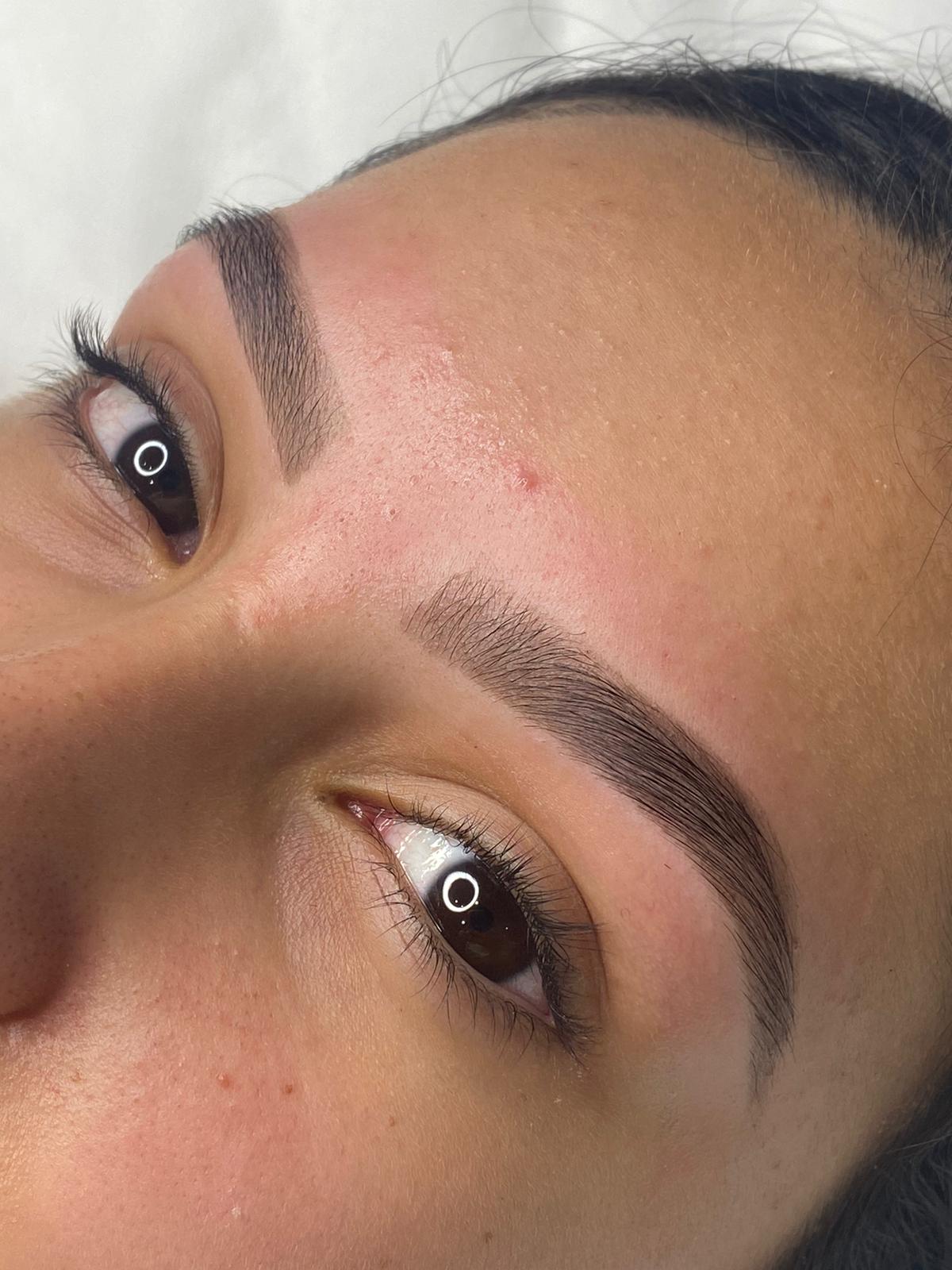 A close view of both brows after a shape and tidy at Sophie's Beauty Room