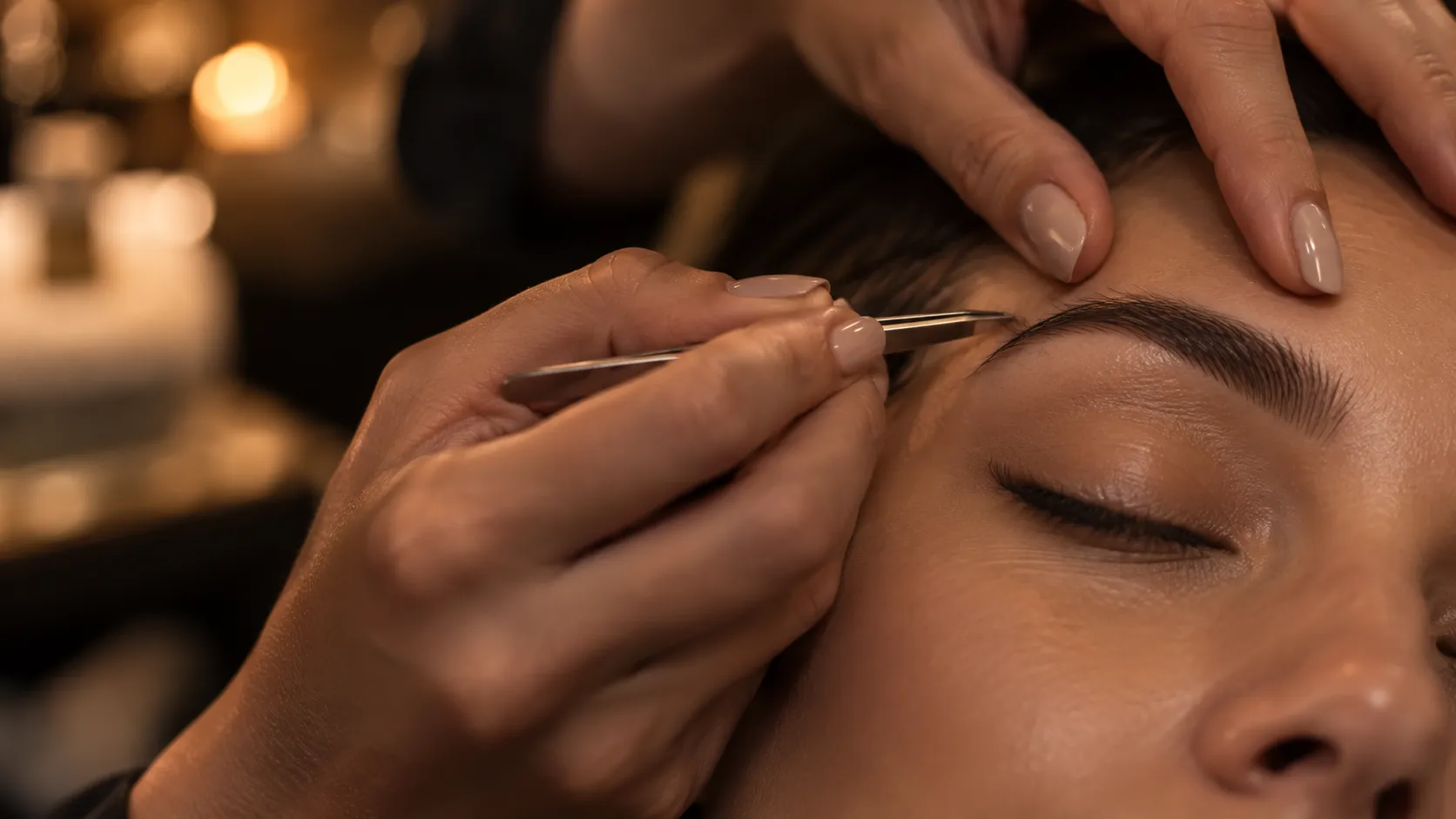 A brow being shaped with tweezers at Sophie's Beauty Room in Cecil Hills